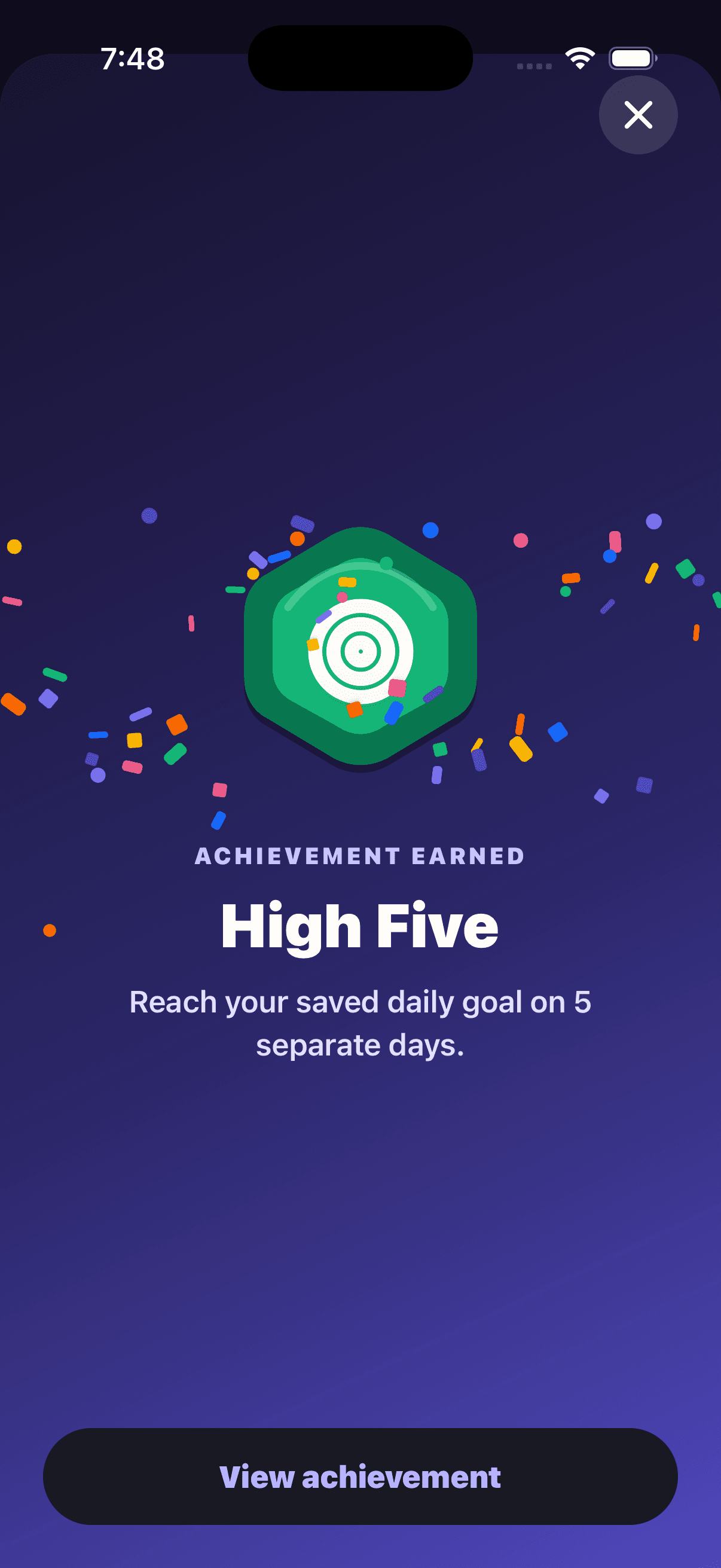 StepChase High Five achievement celebration.